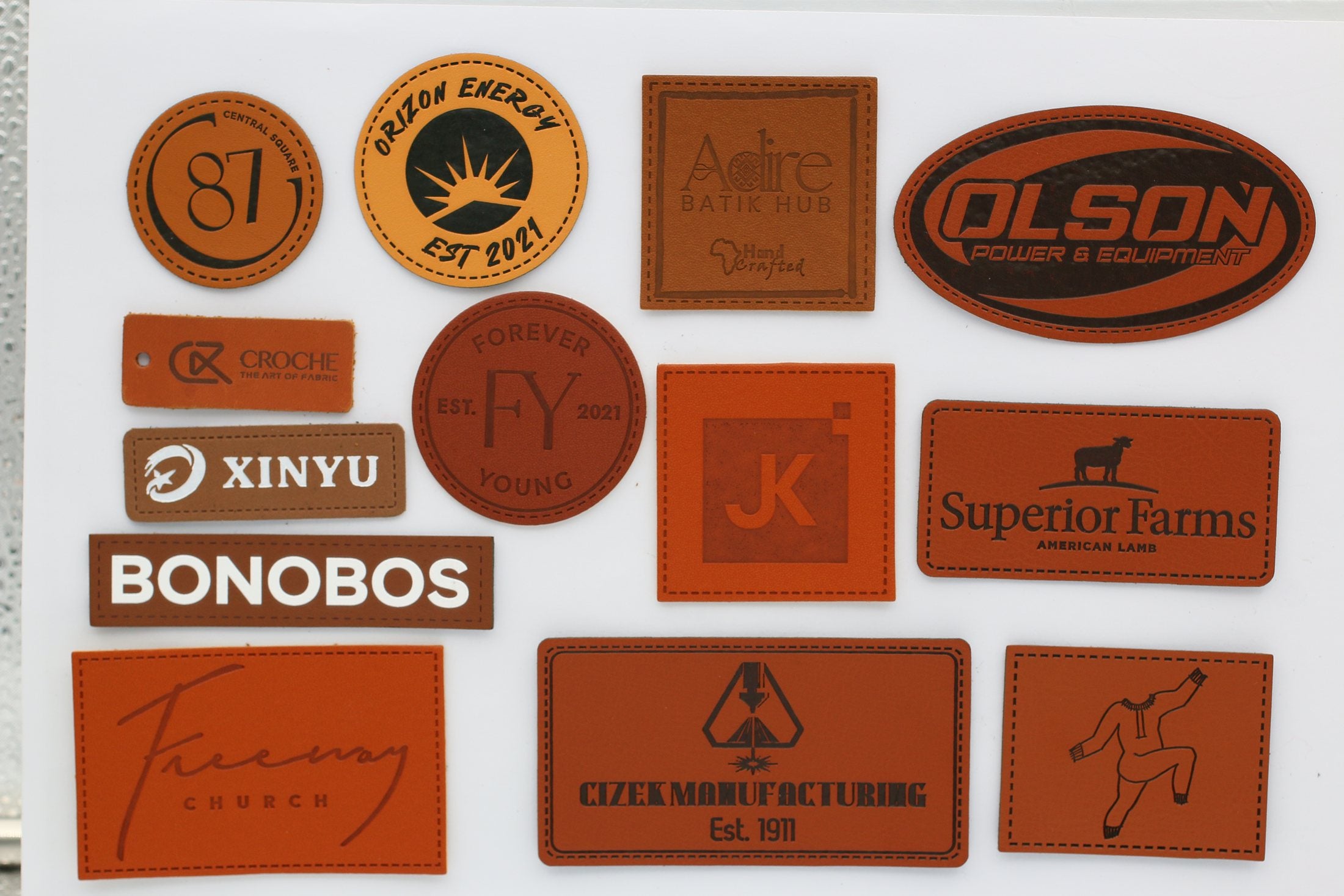 LAB02 Screen Print Flat Leather Label Transfer sample reference